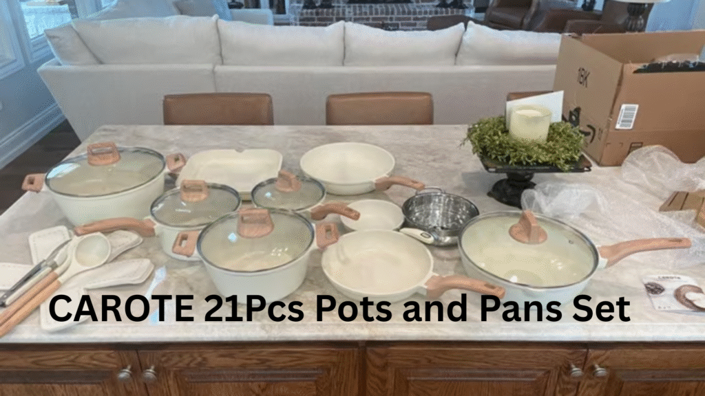 CAROTE 21Pcs Pots and Pans Set, Nonstick Cookware Sets